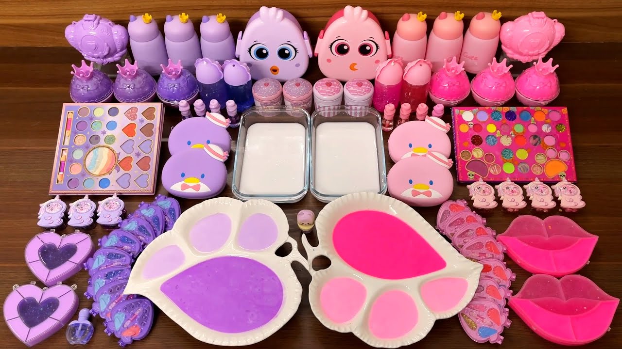 Slime Mixing Glossy: Mixing Random Purple vs Pink Textures