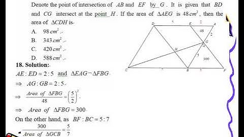 2020 HKDSE Maths Core Paper II Q18, Geometry(幾何) x Similar Triangles(相似三角形) x Ratios (比率)x Area(面積)