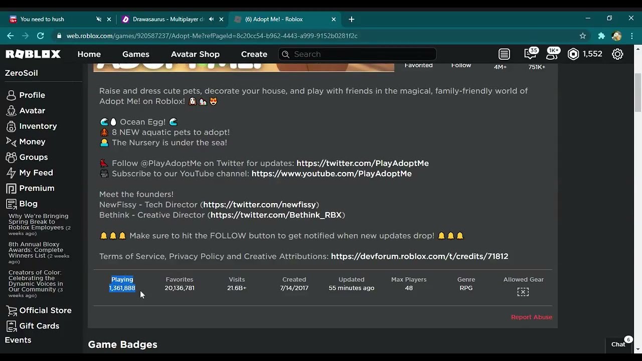 ADOPT ME HITS 1 MILLION PLAYERS?