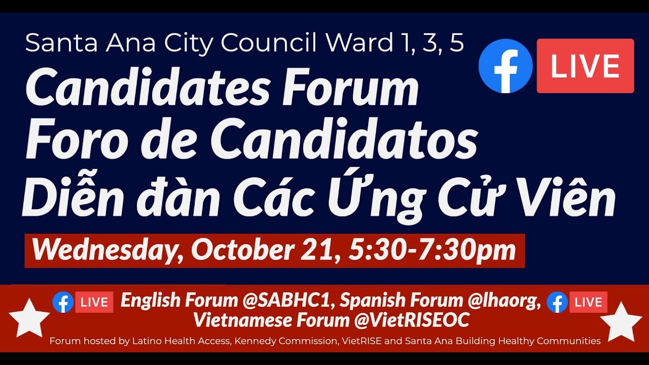 10/21/20 Candidates Forum: Santa Ana City Council Ward 1, 3, 5 - YouTube