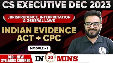Indian Evidence Act + CPC | Jurisprudence, Interpretation & General Laws | CS Executive Dec 2023