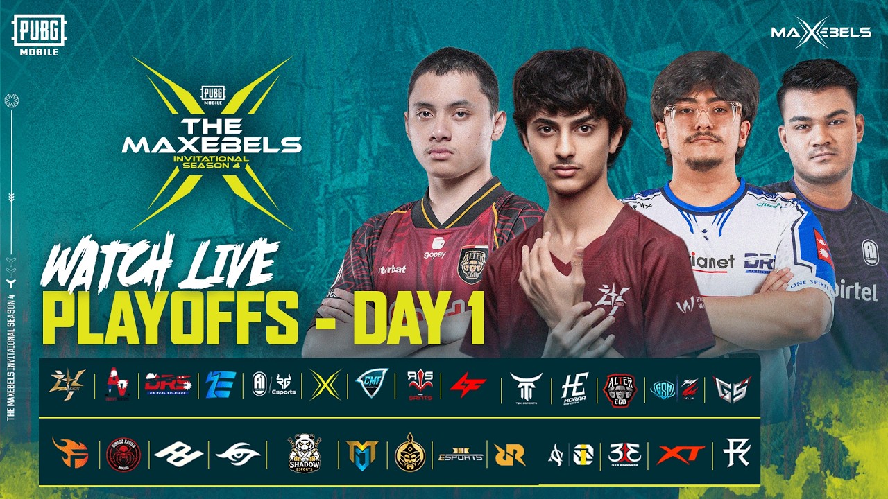PUBGM THE MAXEBELS INVITATIONAL SEASON 4  | PLAYOFFS DAY - 1 | Ft. #4T #AE #A1 #DRS #ASI8 #HORAA
