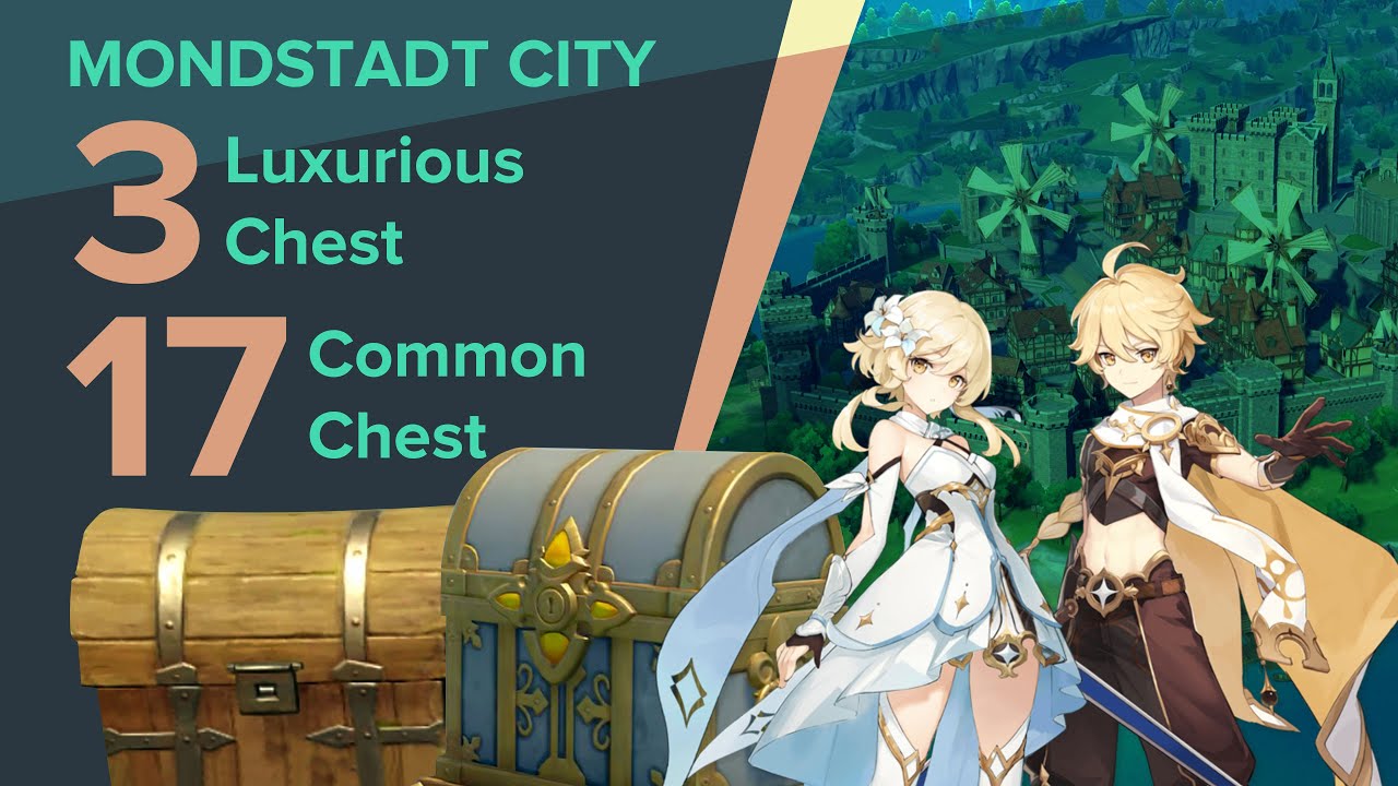20 Treasures Chest Guide, Mondstadt City Genshin Impact (17 Common