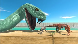 Dinosaurs and Fantasy Falling Into Black Mamba Tank - Animal Revolt Battle Simulator screenshot 4