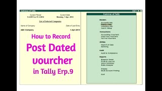 Post Dated Voucher in Tally ERP