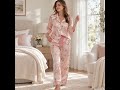 Pink Floral Satin Pajama Set for Women | Soft Silky Sleepwear | DrifWoo