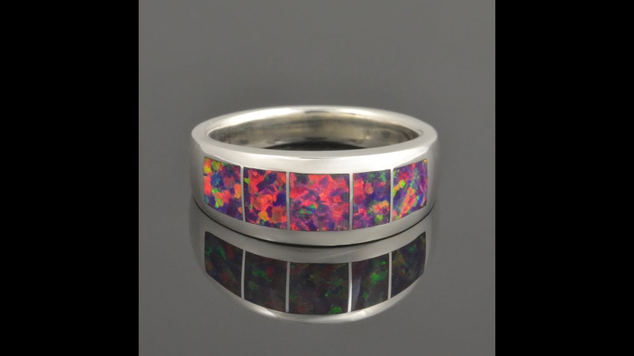 Woman's Lab Created Opal Ring with Amazing Red Opal