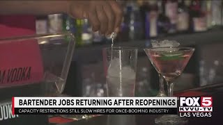Bartending jobs on a slow rise after pandemic shutdown