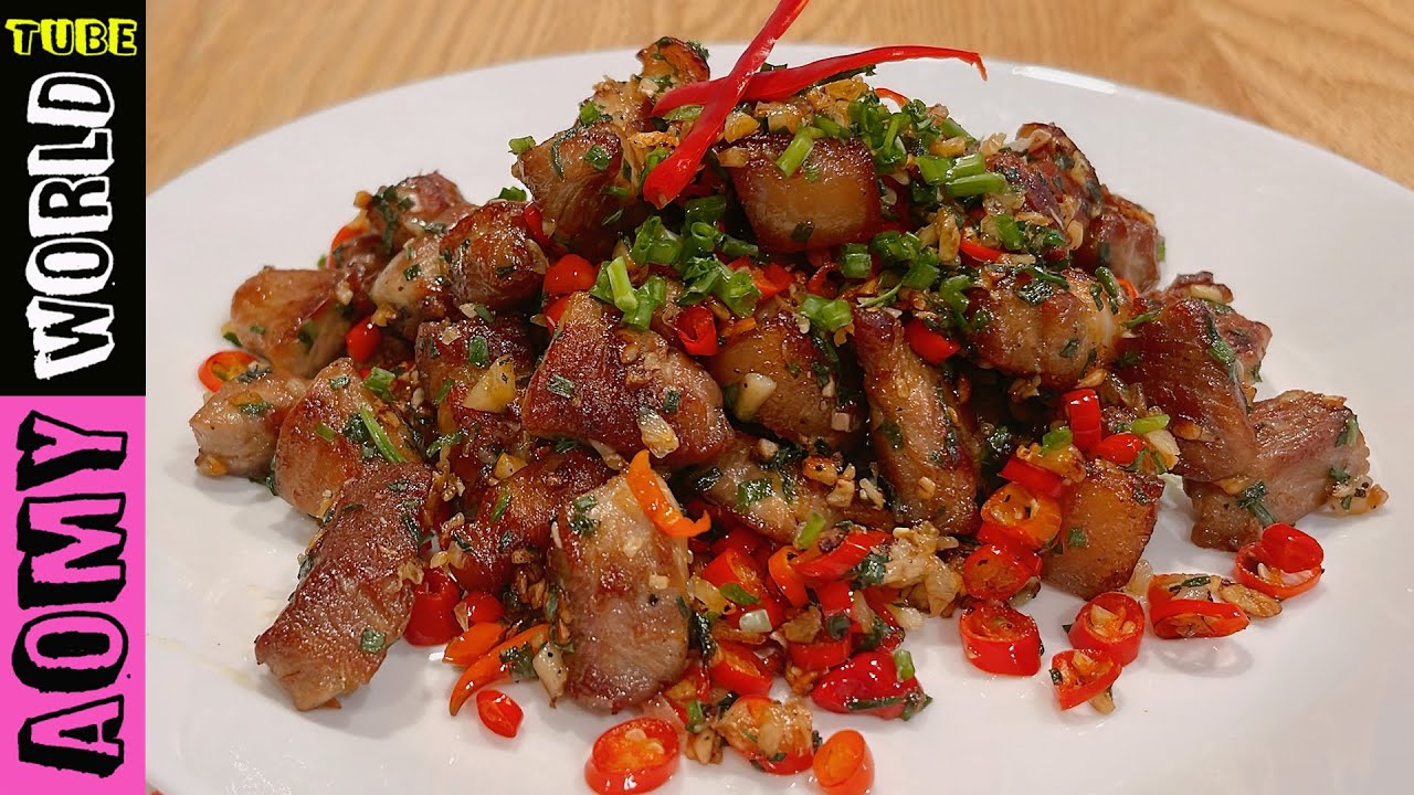 SO TASTY Salt & Pepper Pork Belly StirFried Pork Belly with Chili and Salt Recipe YouTube