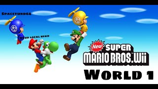 Lets play new super mario bros wii with spaceturd world 1