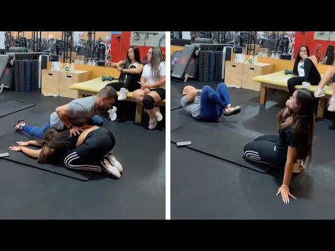 Girl Farts Whilst Stretching With Trainer