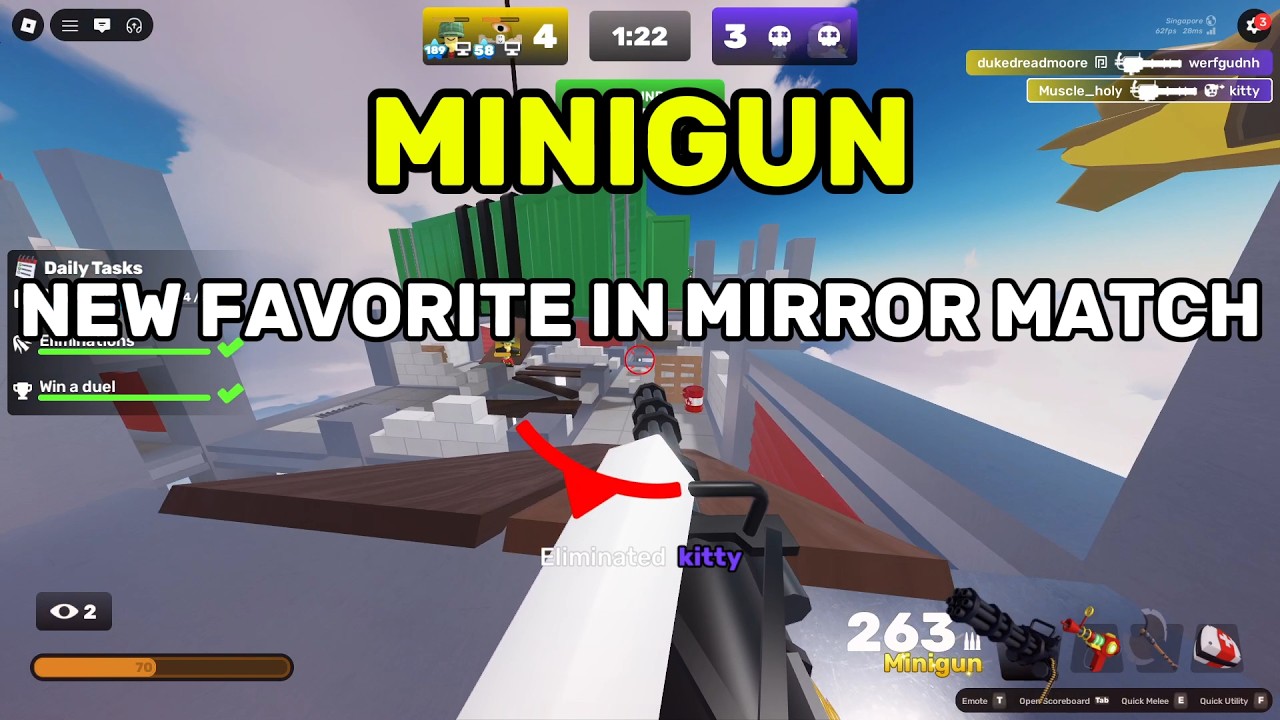 Mini Gun Rivals Minigun Goes Crazy in Mirror Match! 🔥 Rivals Roblox Construction (5-3 ...