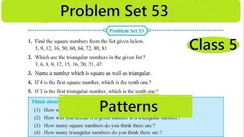 Problem Set 53 Class 5th Math Chapter15 Patterns / Problem Set 53 / Standard 5th / Maharashtra
