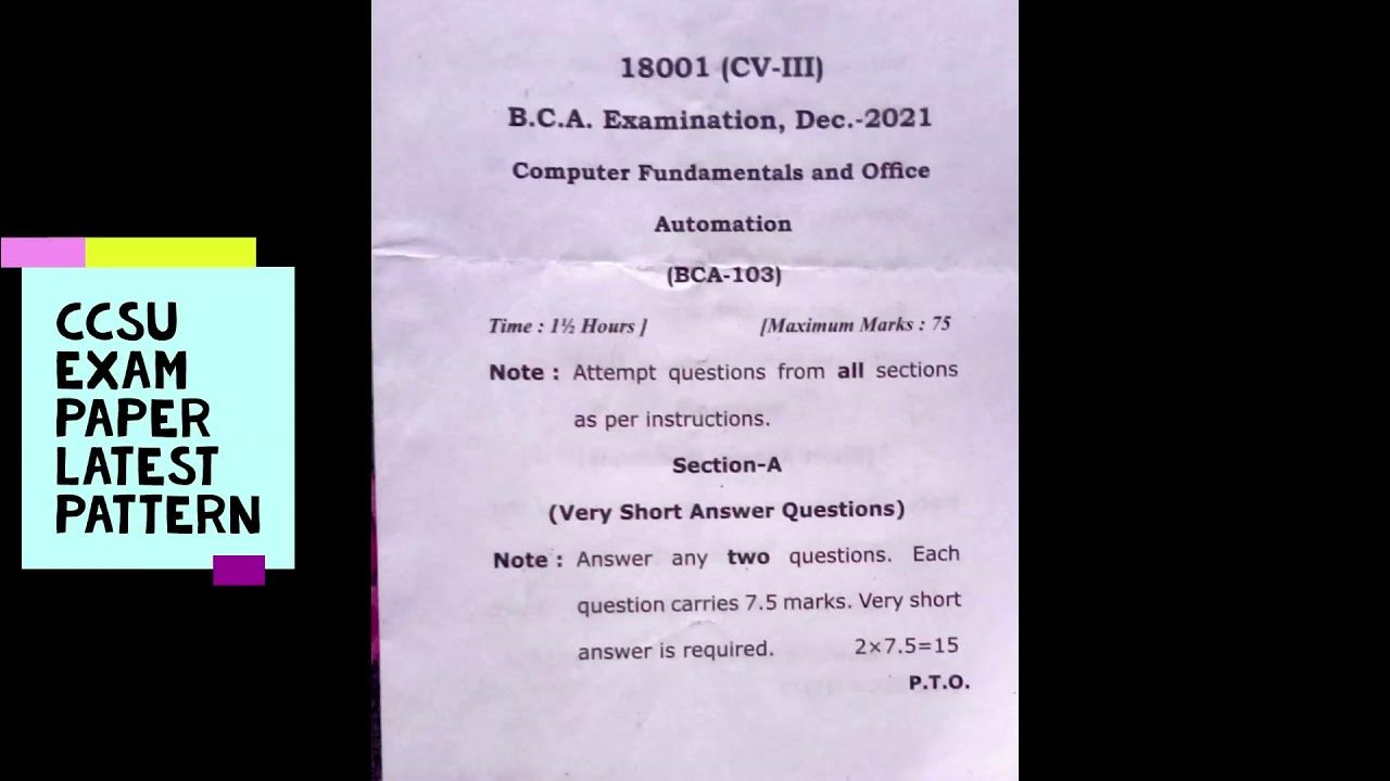 CCSU Exam Paper latest Pattern 1st Semester Computer Fundamental CCSUEXAMPAPER YouTube