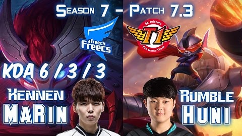 AFs MaRin KENNEN vs SKT T1 Huni RUMBLE Top  - Patch 7.3 KR Ranked