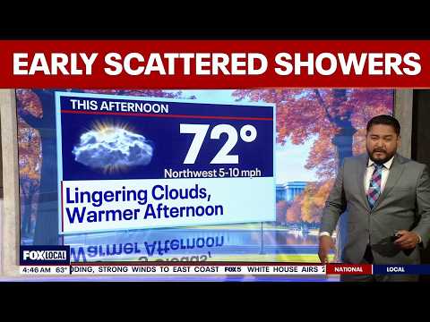 DC weather: Early Monday scattered showers, mostly cloudy afternoon