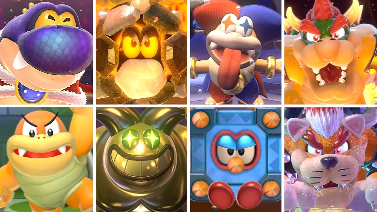 Super Mario 3d World All Bosses Cutscenes No Damage Youtube