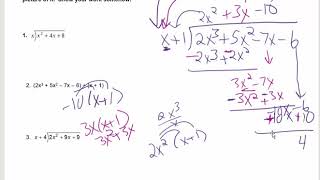 Dividing Polynomials Worksheet Video