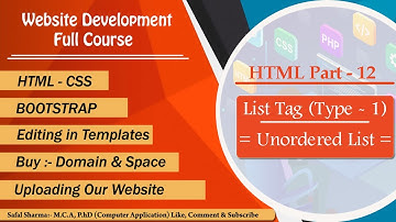 List Tag: Unordered List (Type -1) || HTML Part - 12 || HTML tutorials for beginners