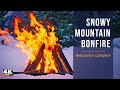 Bonfire in the Snowy Mountains: 12 Hours of Cozy Fire Sounds for Background Ambience