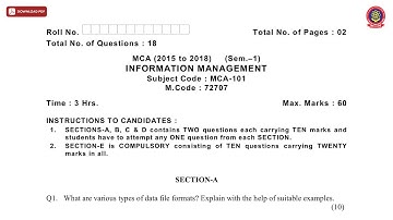 MCA 1ST SEM INFORMATION MANAGEMENT DEC 2020 | PTU