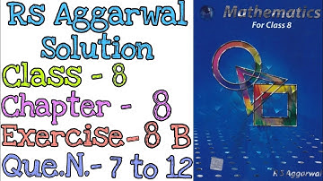 Linear Equation | Class 8 Exercise 8B Question 7 to 12 | Rs Aggarwal | Md Sir