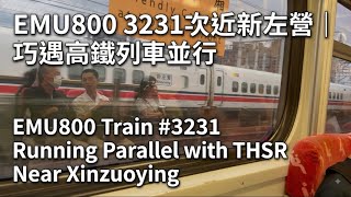 EMU800 3231次近新左營巧遇高鐵列車並行EMU800 Train #3231 Running Parallel with THSR Near Xinzuoying