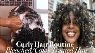 CURLY HAIR ROUTINE FOR BLEACHED/COLOR TREATED HAIR | DETAILED!