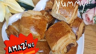 أسهل طريقة لتحضير بتي بان(petit pain)مورق وخفيف محشي بالشوكولاته??.مغتربه في لندن ??