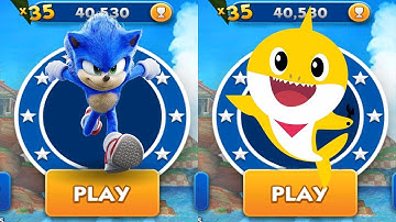 Sonic Dash vs Baby Shark Run - Movie Sonic vs All Bosses Zazz Eggman - All 61 Characters Unlocked