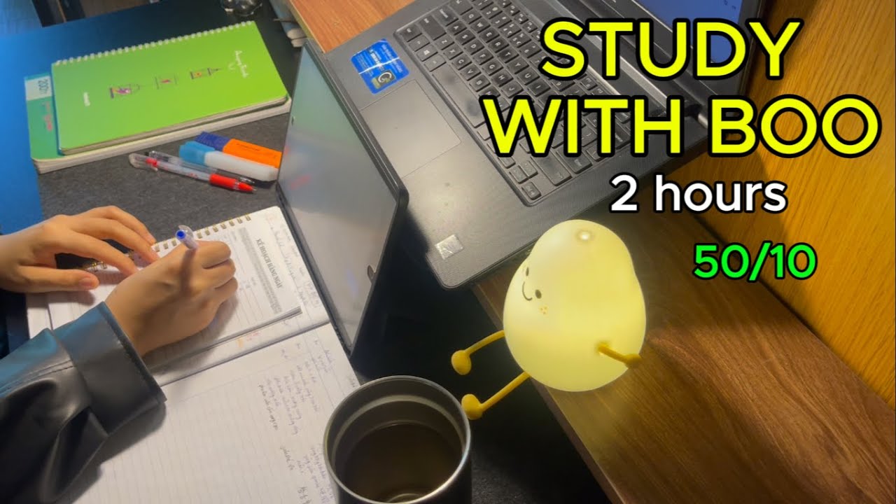 #99: 2 HOURS STUDY WITH ME 🌙 | Late Night | Pomodoro 50-10 | Real Time | Fire Crackling Sound