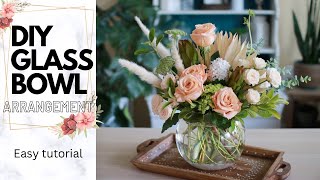 How to Make a Flower Arrangement in Glass Bowl | DIY Wedding Centerpiece