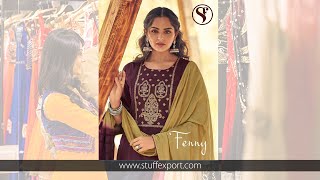 Stuff Export Presents Stuffy Fashion Fenny Jam Satin With Fancy Embroidery Work Suits Catalog