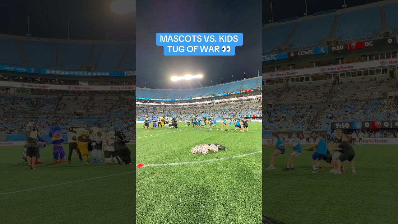 the European mind can’t comprehend 🤯 #mascots #tugofwar #mascotsvskids # #charlottefc