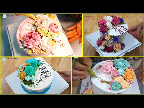 Top Beautiful Flower Cakes Decoreting With Topping Cream | Những Mẫu Bánh Hoa Kem Topping Cực Xinh | Foci