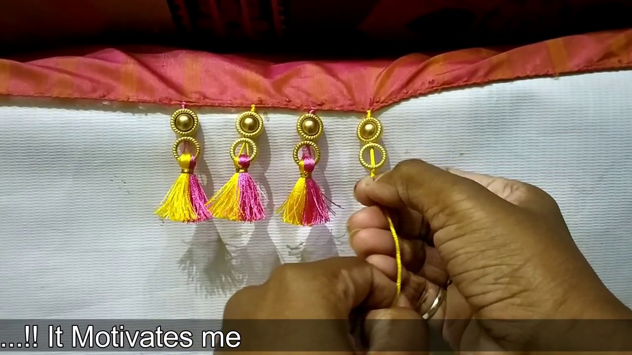 Bridal Saree Kuchu | Bridal Saree Tassel Knots | Bridal Silk Saree Border  Design | Saree tassels designs, Saree tassels, Saree kuchu designs