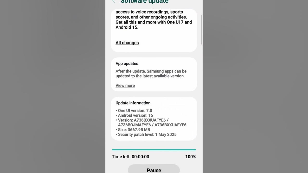 Samsung A73 one ui 7.0 update