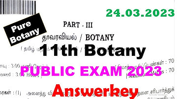 11th Botany Public Exam 2023 Original Question paper with answers-11th botany answerkey 2023 public