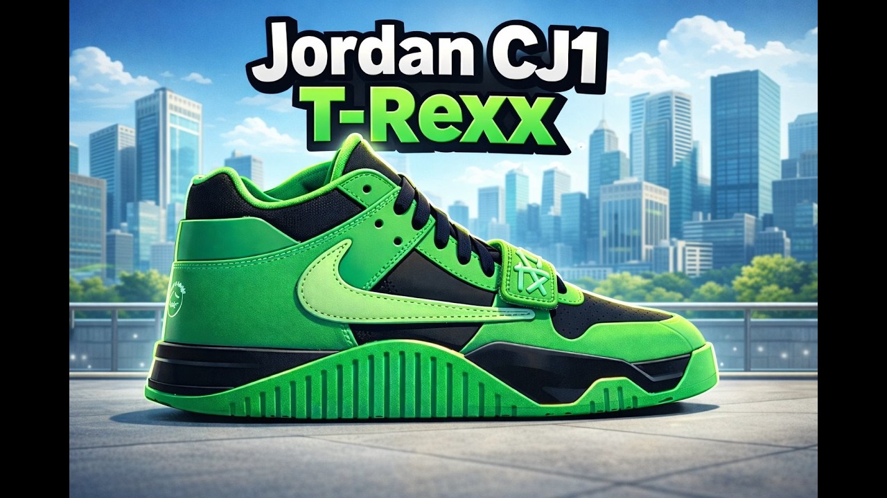 Jordan CJ1 T Rexx Travis Scott Green Spark Review! - YouTube