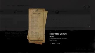 Rogue Camp Whiskey Menu - Tourism Collectible Location