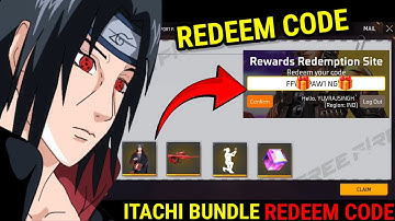 free fire itachi bundle redeem code | free fire redeem code today | ff redeem code today 7 august