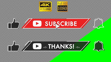 Subscribe, like, bell button mouse click with sound Green screen, transparent background 4K HD