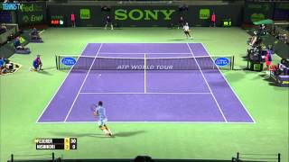 Federer Rips Backhand Hot Shot Against Nishikori in Miami
