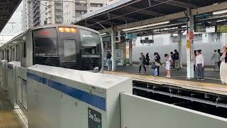 JR東日本E217系横クラY-145編成+横クラY-23編成横須賀・総武快速線快速逗子行き新小岩駅(JO23)13時40分到着