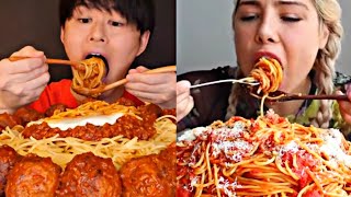 ASMR/MUKBANG EATING SPAGHETTI  COMPILATION