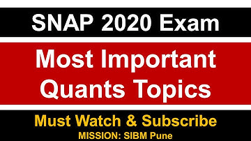 SNAP 2020 Exam:  Most Important Quants Topics || Key Pointers and Strategy || Must Watch