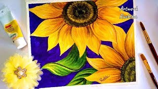 Beautiful Sunflower Painting | Step by Step Sunflower Painting for Beginners | Acrylic Painting