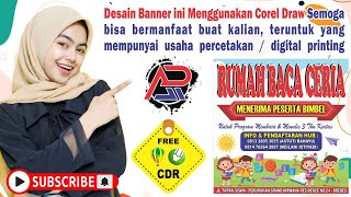 Cara sederhana membuat desain banner Bimbel dengan mudah menggunakan corel draw || Free Download