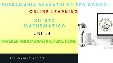 XII   STD    MATHEMATICS   UNIT    IV    INVERSE TRIGONOMETRIC FUNCTIONS   EXERCISE 4.2  SUM NO  8