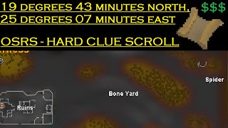 OSRS - 19 degrees 43 minutes north, 25 degrees 07 minutes east HARD CLUE SCROLL